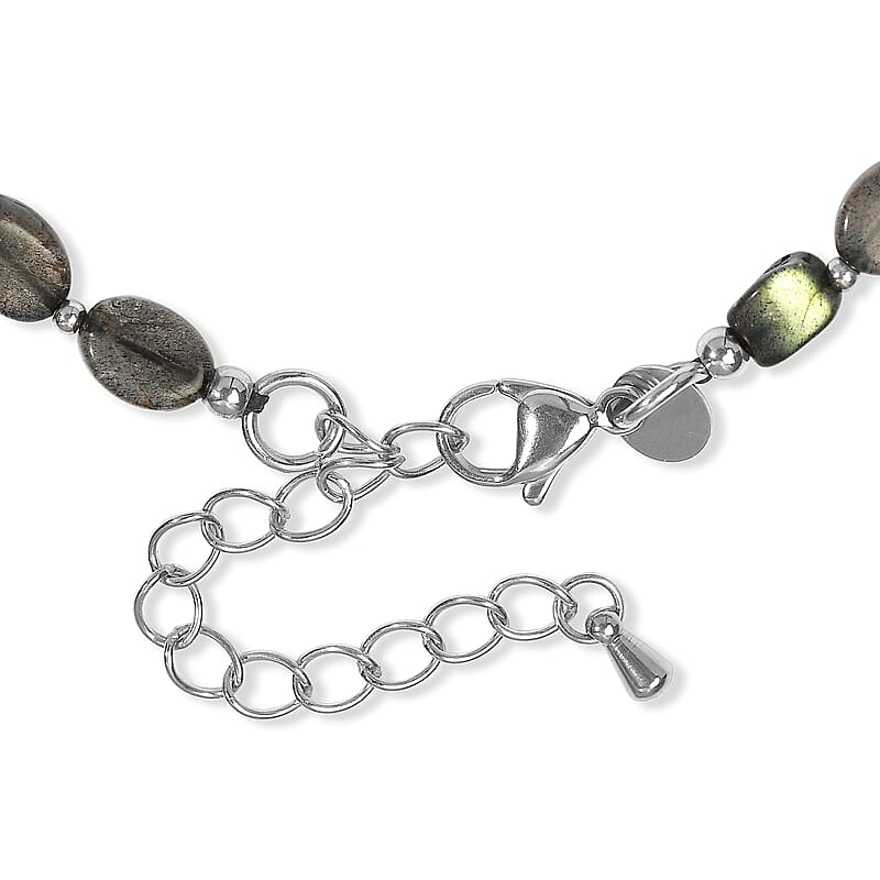 EverTrue Malagasy Labradorite 23.00 ctw Bracelet in Stainless Steel (7.25 In)