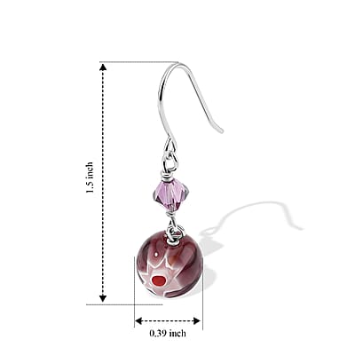 Purple Artisan Glass Earrings in Sterling Silver