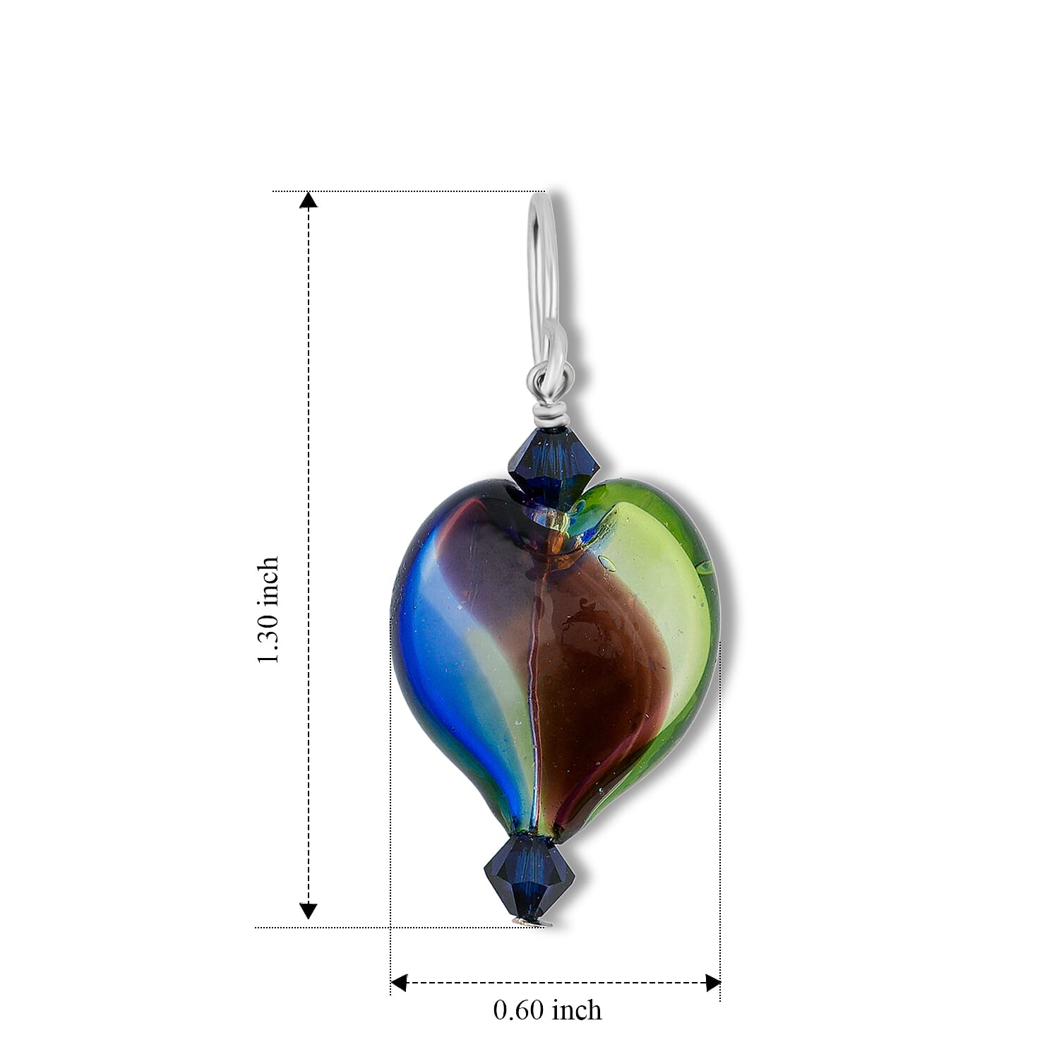 Multi and Dark Blue Artisan Glass Earrings in Sterling Silver