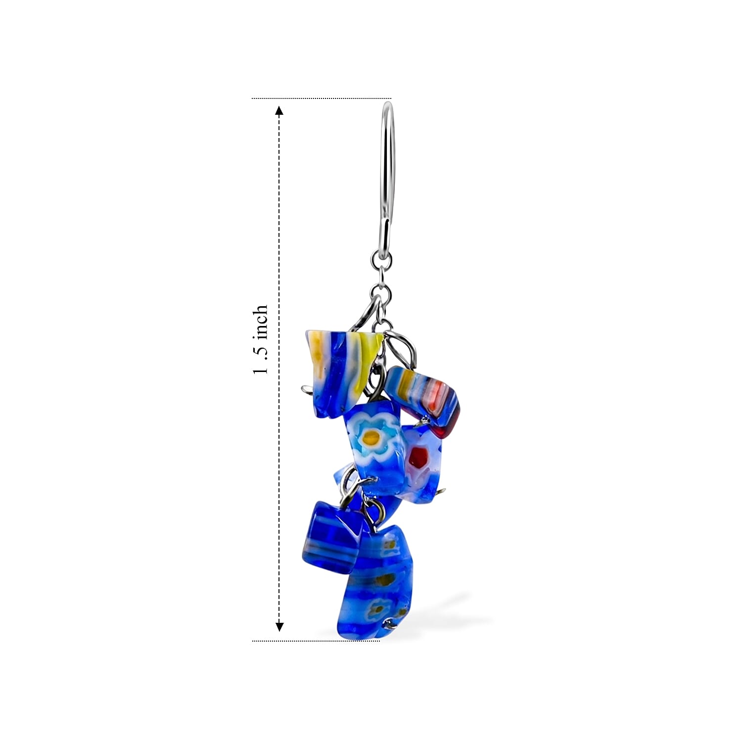 Blue Flower Artisan Glass Earrings in Sterling Silver