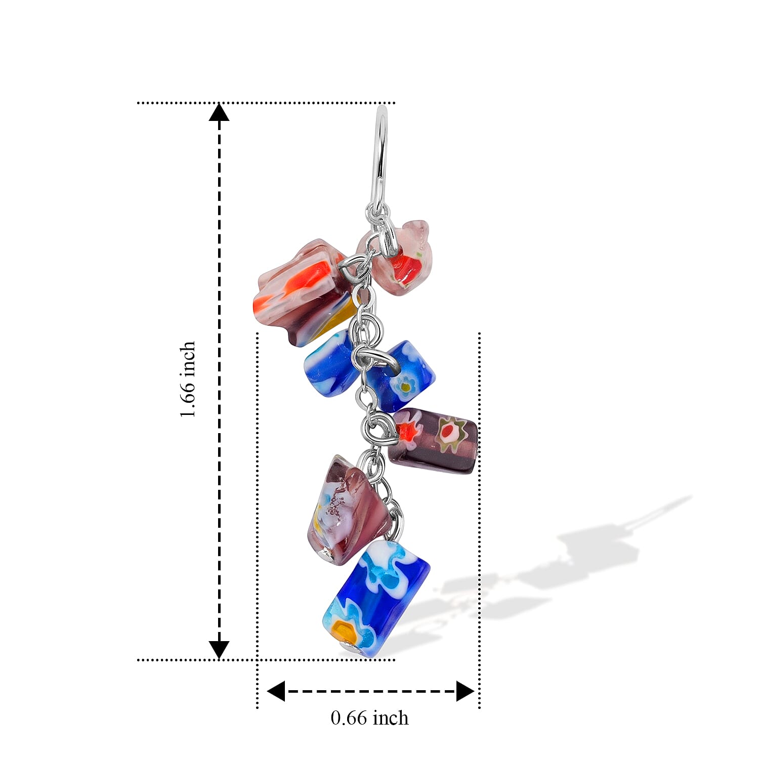 Multi Color Artisan Glass Earrings in Sterling Silver