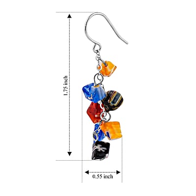 Multi Color Artisan Glass Earrings in Sterling Silver