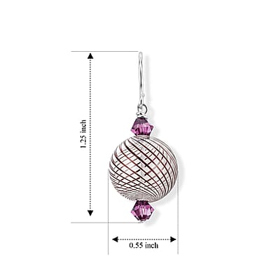 Purple and Clear Artisan Glass Earrings in Sterling Silver