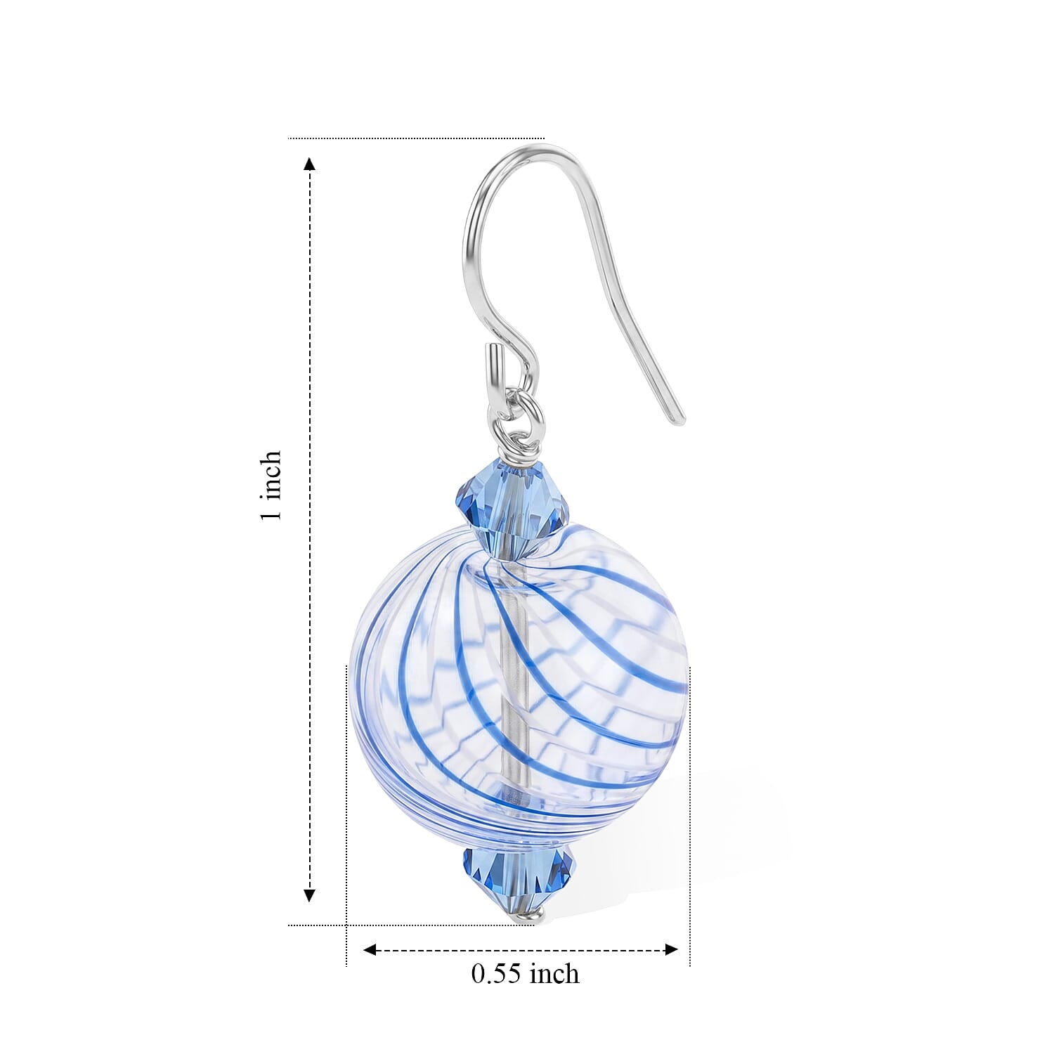 Blue and Clear Artisan Glass Earrings in Sterling Silver