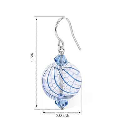 Blue and Clear Artisan Glass Earrings in Sterling Silver