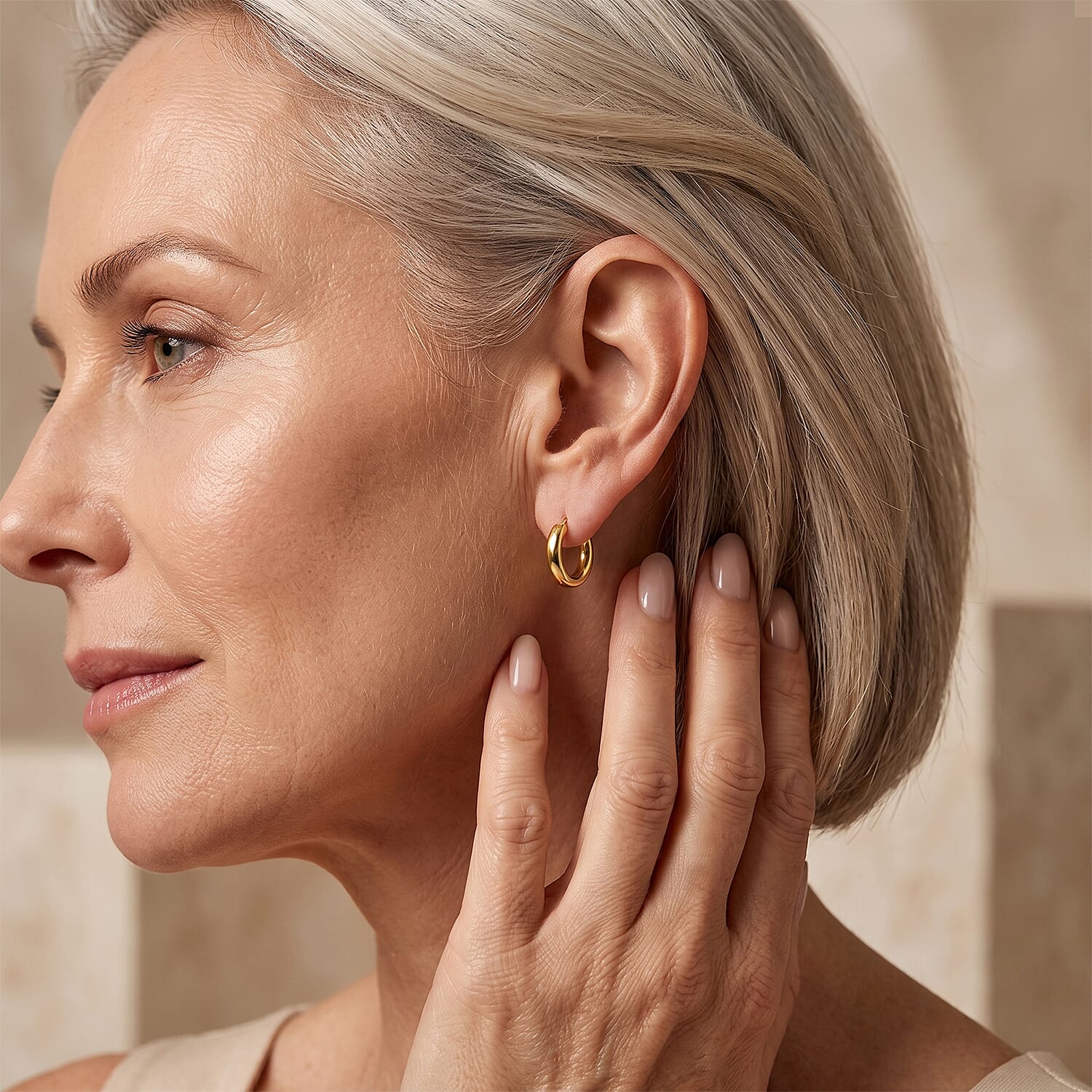 G Hoop Earrings in 14K Yellow Gold Over Sterling Silver 1.25 Grams