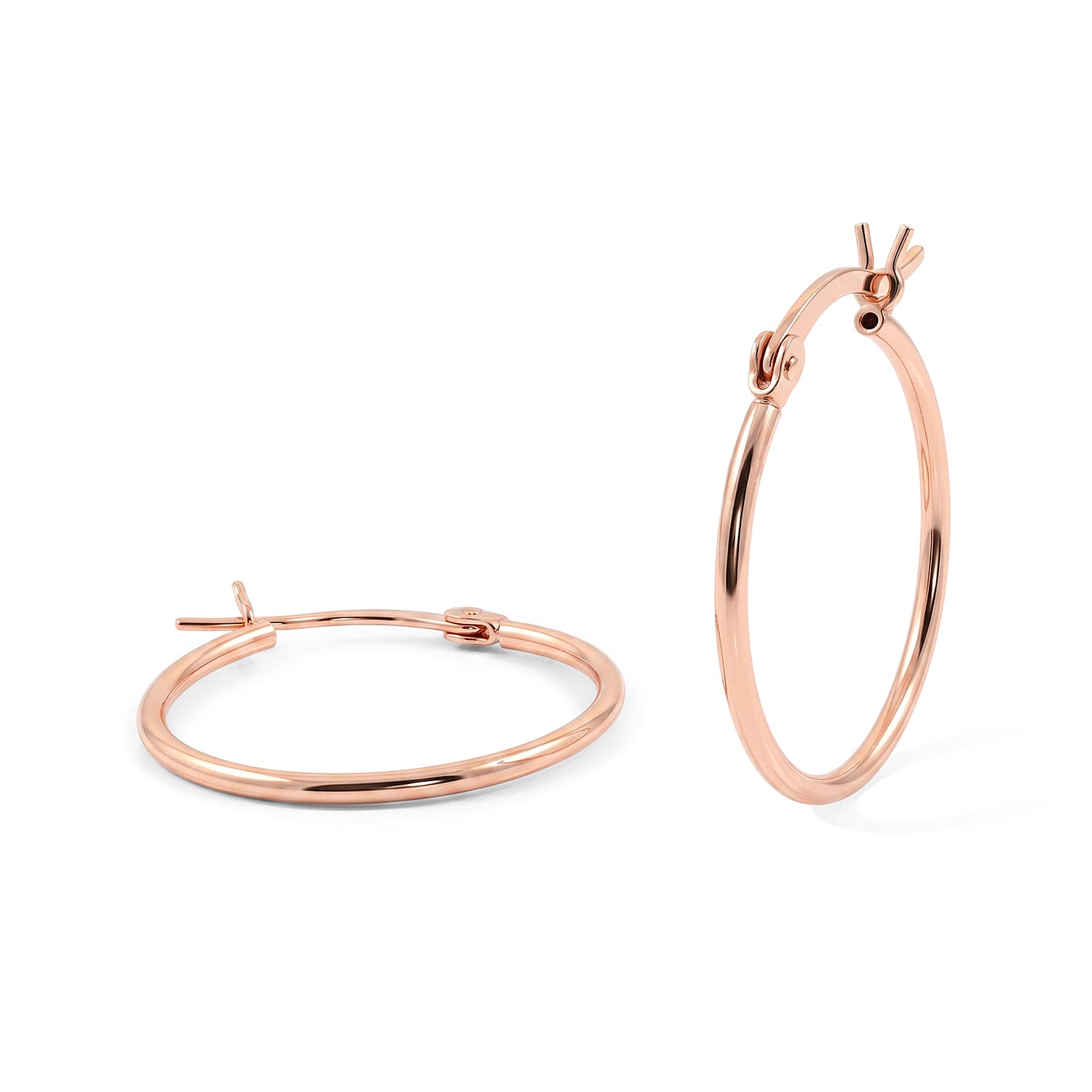 Hoop Earrings in 14K Rose Gold Over Sterling Silver 1.05 Grams