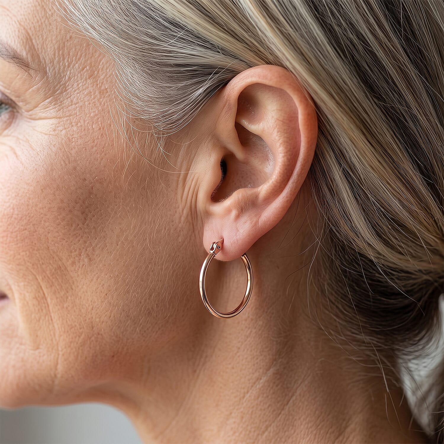 Hoop Earrings in 14K Rose Gold Over Sterling Silver 1.05 Grams