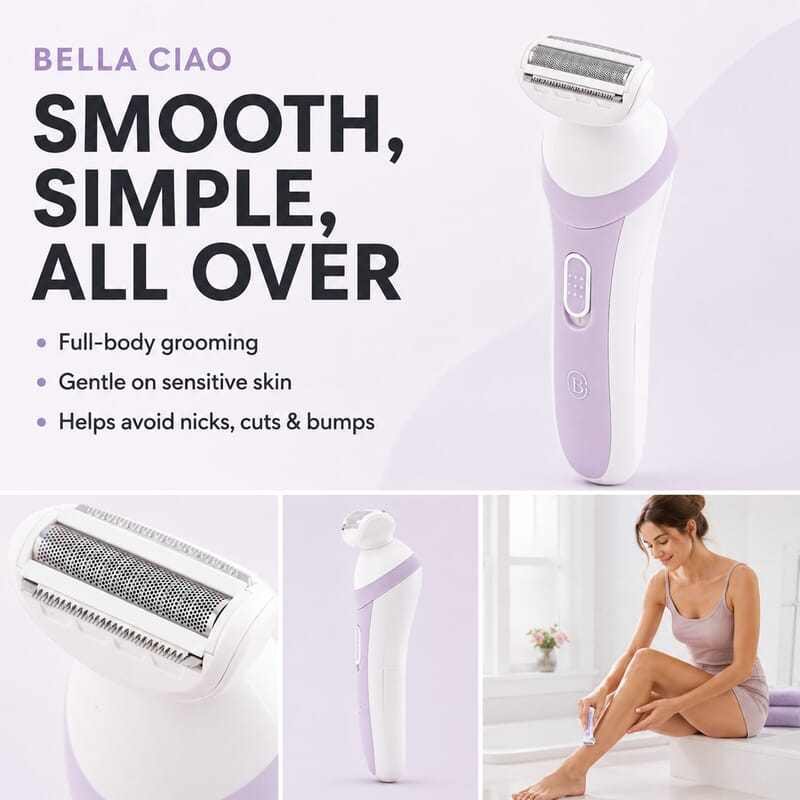 Bella Ciao Cordless Electric Shaver for Women – Full - Body Hair Trimmer & Bikini Groomer, Purple