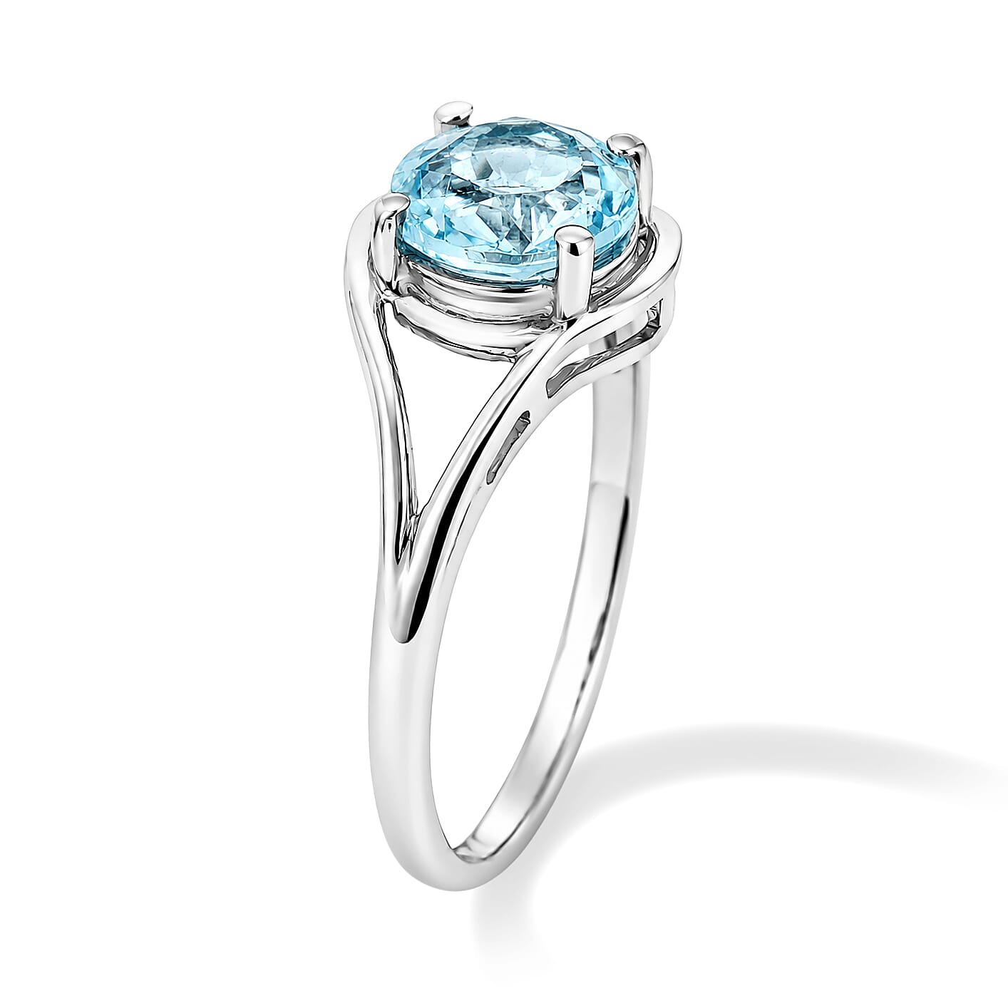 Simulated Blue Diamond Solitaire Ring in Sterling Silver (Size 7.0)