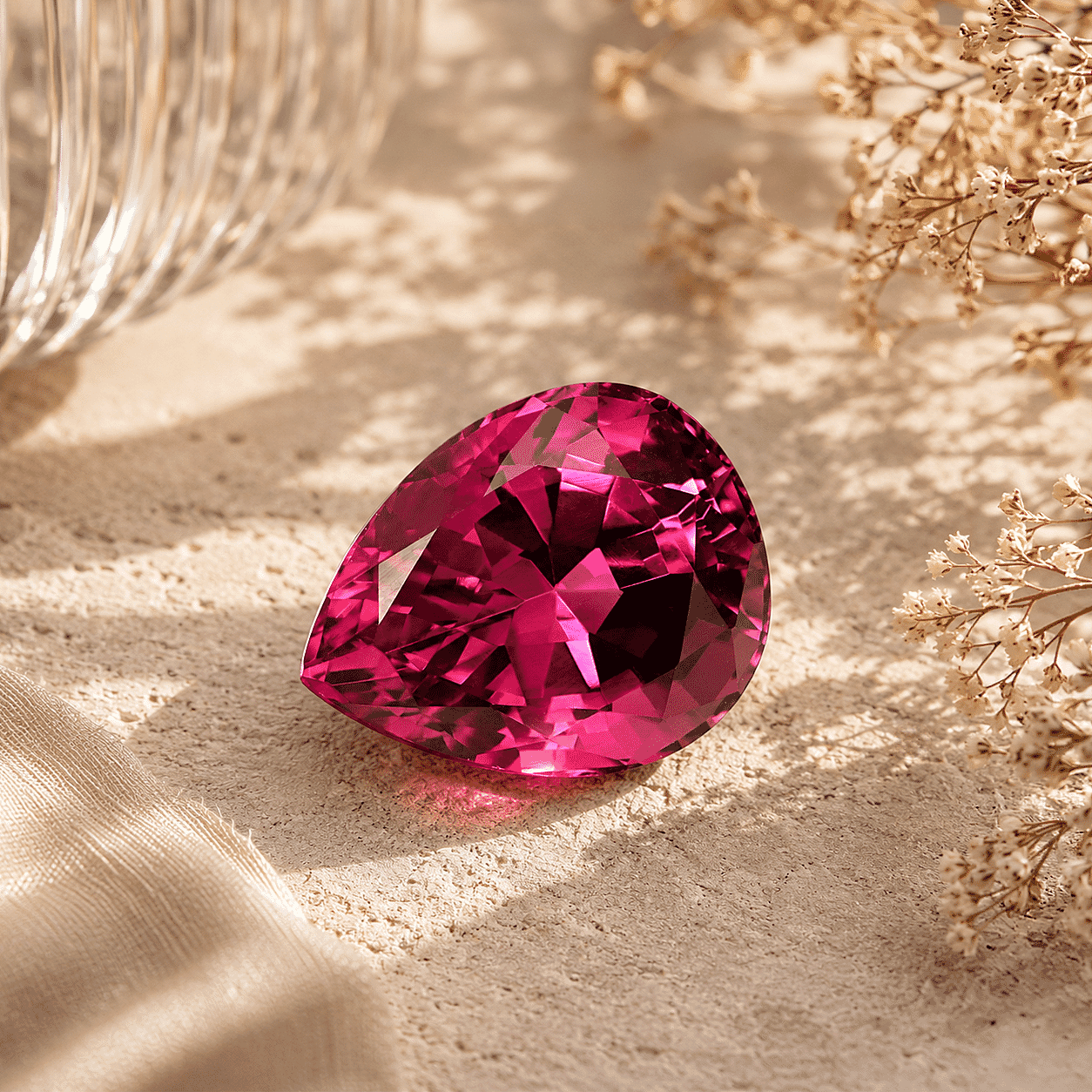AAAA Ouro Fino Rubellite (Pear Free Size) 1.00 ctw