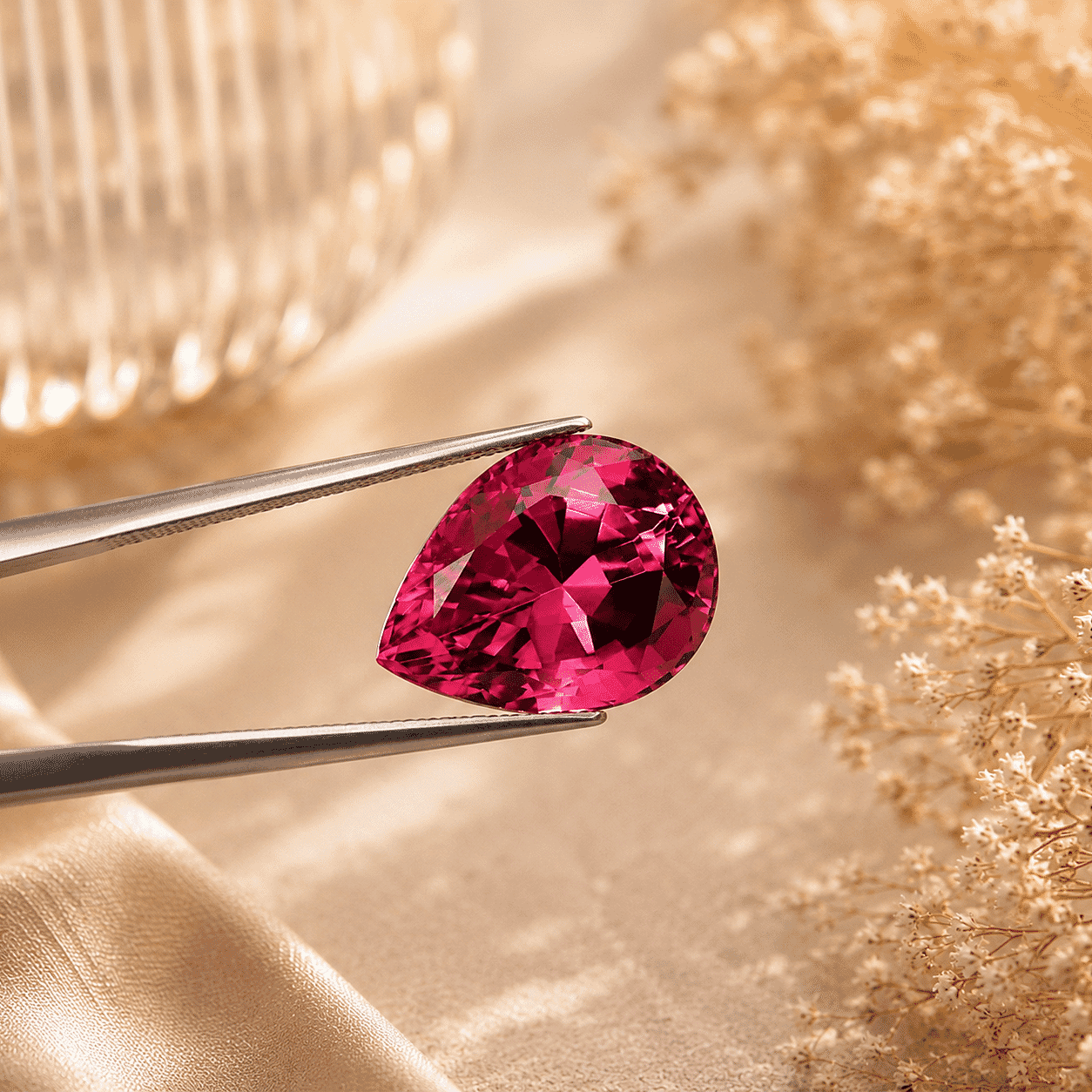 AAAA Ouro Fino Rubellite (Pear Free Size) 1.00 ctw