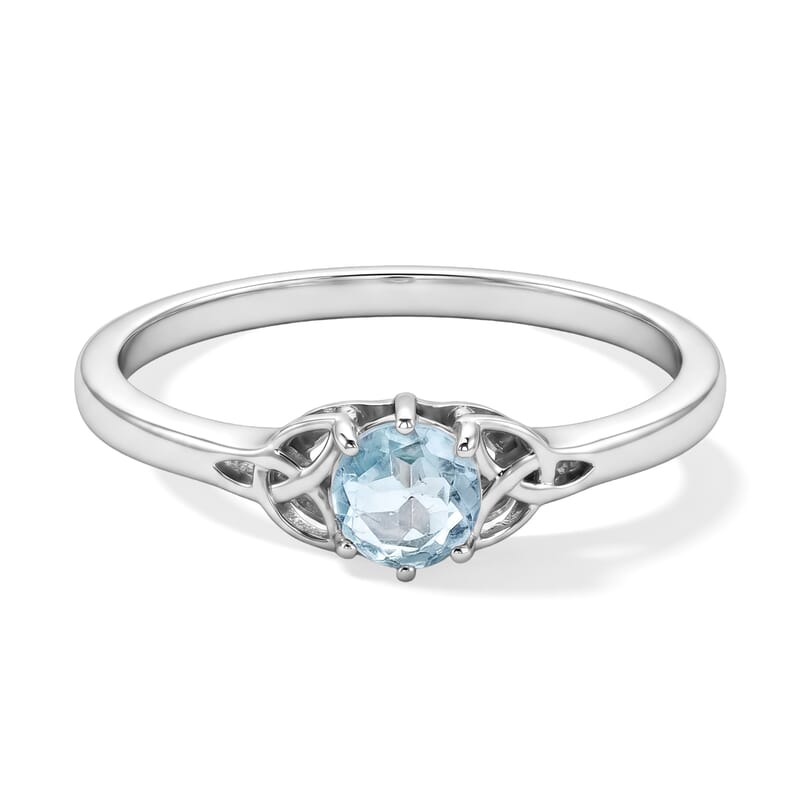 Simulated Blue Diamond Solitaire Ring in Sterling Silver (Size 9.0)