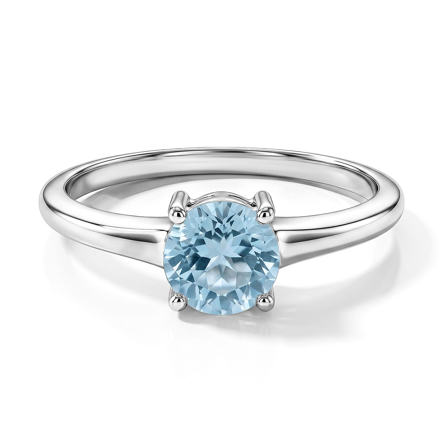 Simulated Blue Diamond Solitaire Ring in Sterling Silver (Size 9.0)