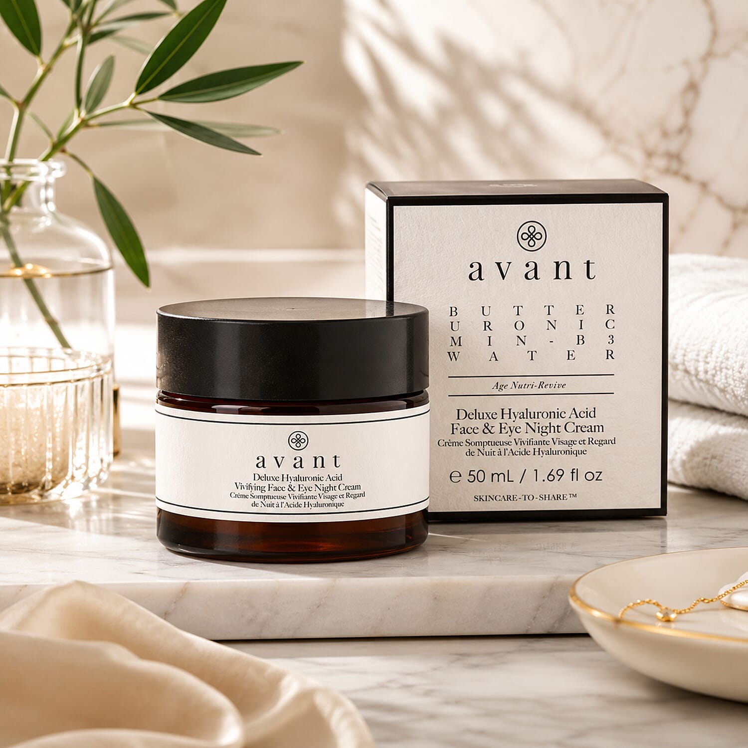 Avant Skincare Deluxe Hyaluronic Acid Vivifying Face & Eye Night Cream 50ml