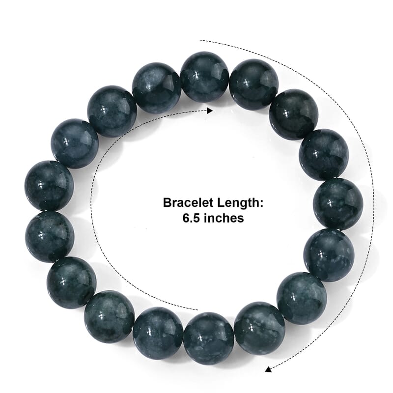 Natural Olmec Jadeite 230.00 ctw Beaded Stretch Bracelet (6.5-7.0In)