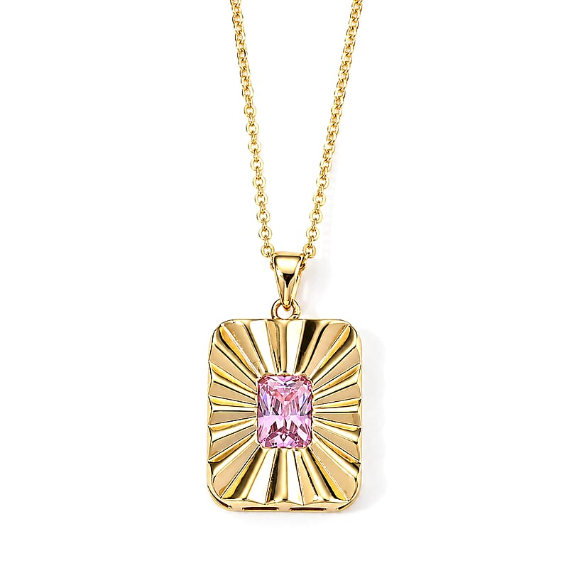 Simulated Diamond Necklace (15.50-17.50 Inches) in Goldtone