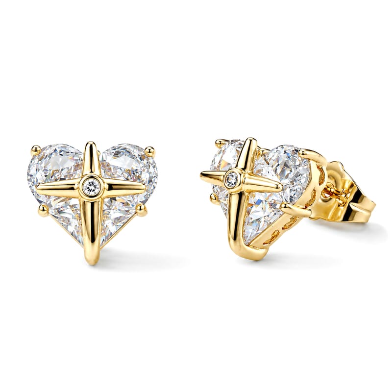 Simulated Diamond Earrings in Goldtone