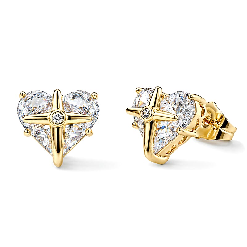 Simulated Diamond Earrings in Goldtone
