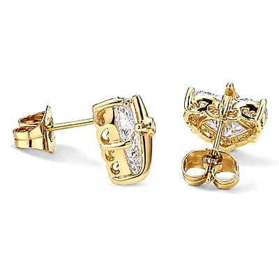 Simulated Diamond Earrings in Goldtone
