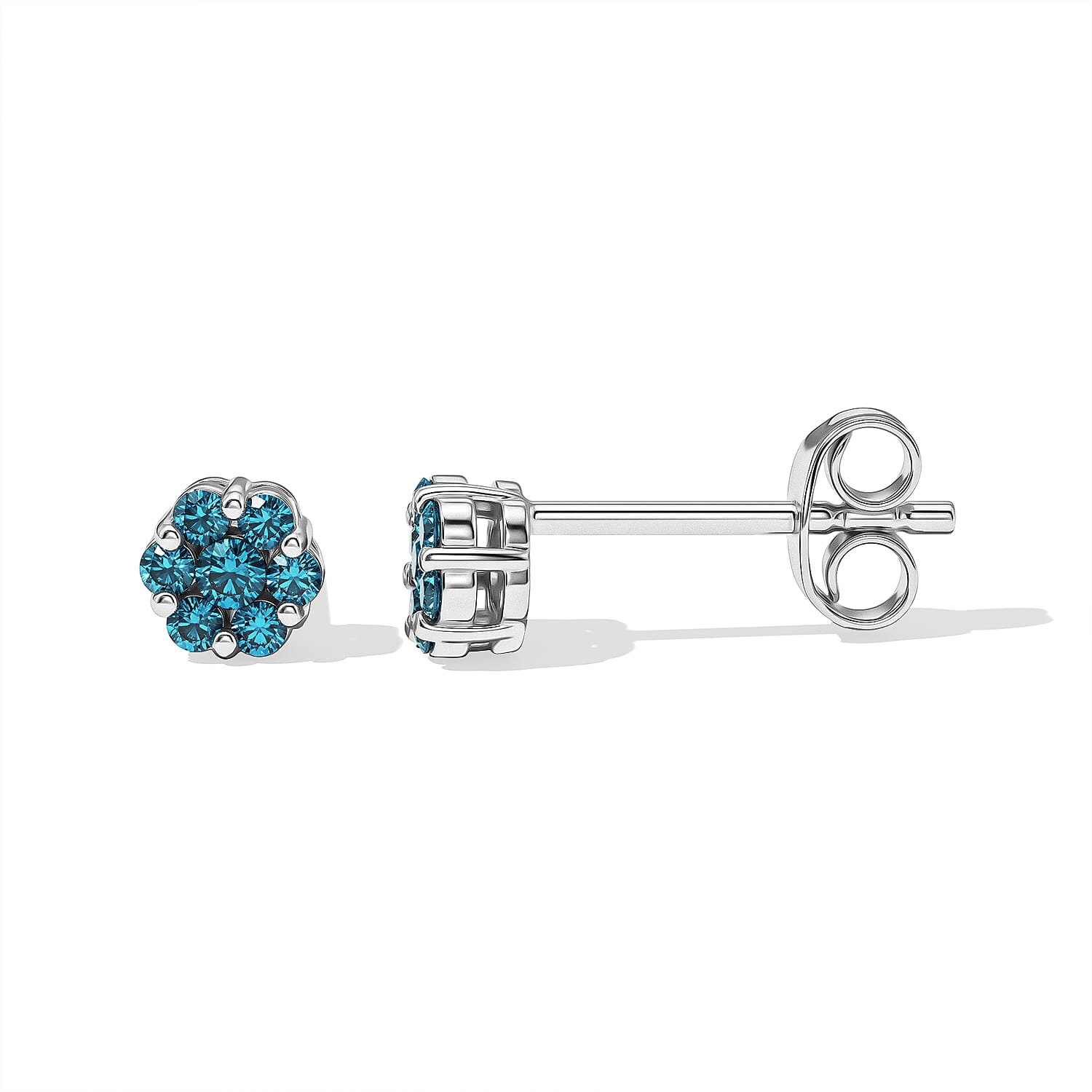 Luxuriant Lab Grown Blue Diamond (IR) SI 0.25 ctw Earrings in Rhodium Over Sterling Silver