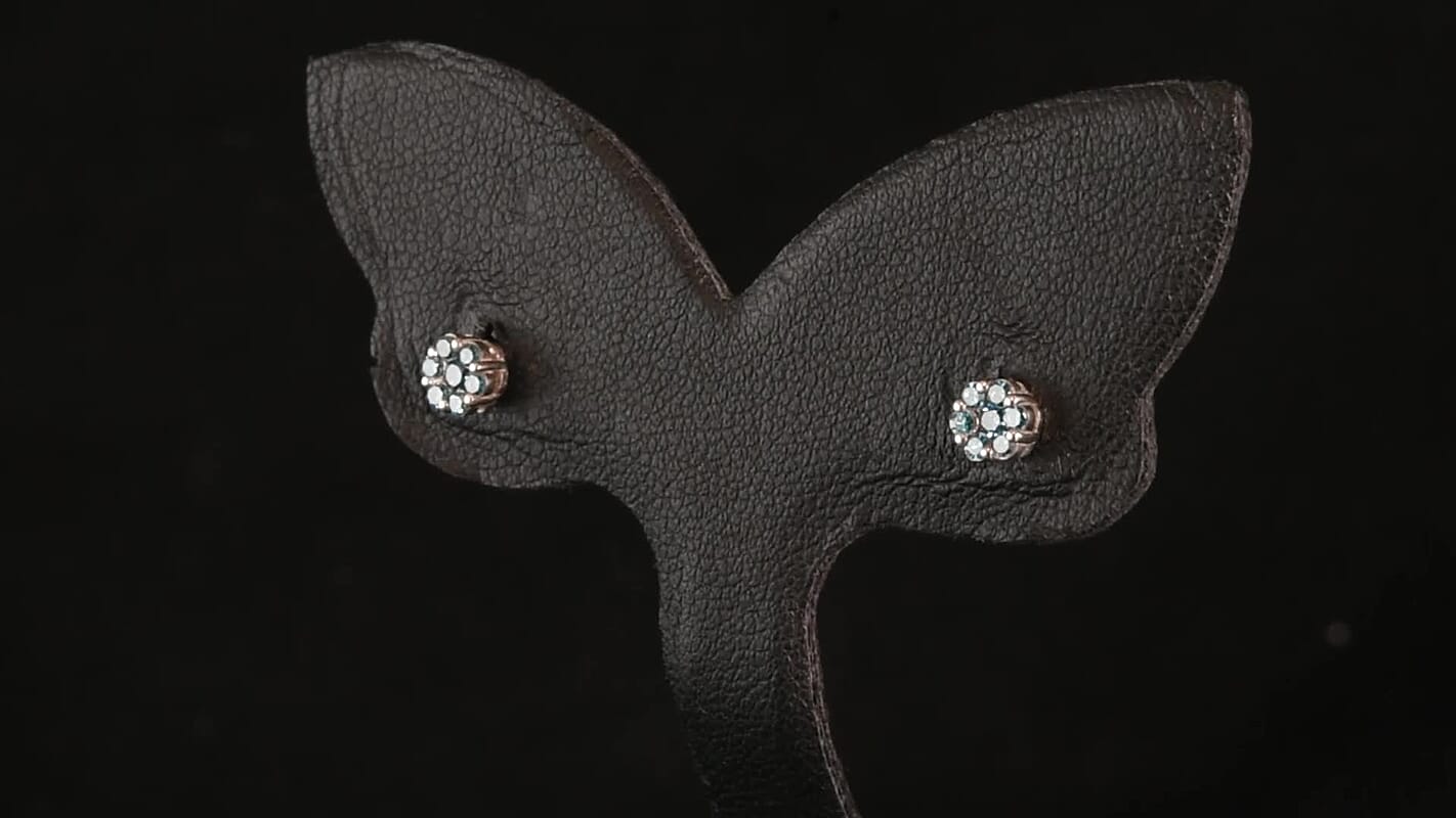 Luxuriant Lab Grown Blue Diamond (IR) SI 0.25 ctw Earrings in Rhodium Over Sterling Silver