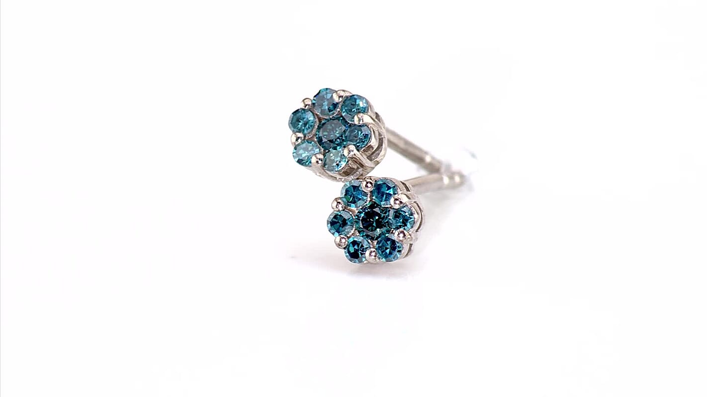 Luxuriant Lab Grown Blue Diamond (IR) SI 0.25 ctw Earrings in Rhodium Over Sterling Silver