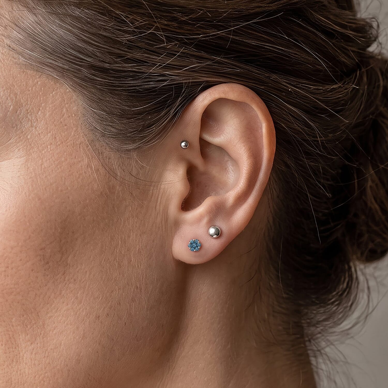Luxuriant Lab Grown Blue Diamond (IR) SI 0.25 ctw Earrings in Rhodium Over Sterling Silver