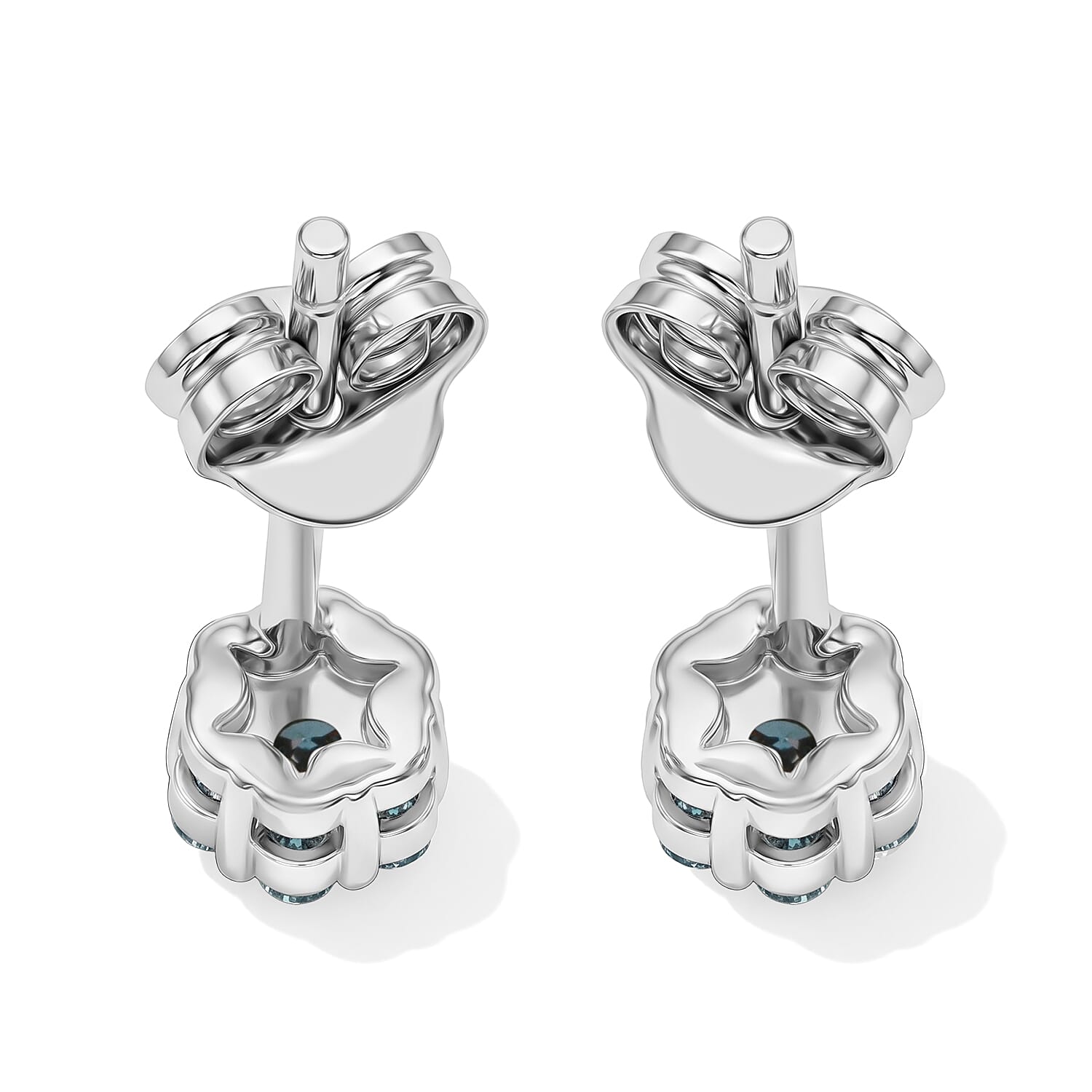 Luxuriant Lab Grown Blue Diamond (IR) SI 0.25 ctw Earrings in Rhodium Over Sterling Silver