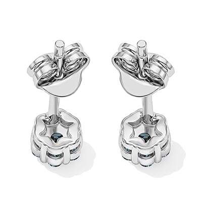 Luxuriant Lab Grown Blue Diamond (IR) SI 0.25 ctw Earrings in Rhodium Over Sterling Silver