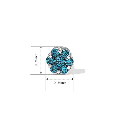 Luxuriant Lab Grown Blue Diamond (IR) SI 0.25 ctw Earrings in Rhodium Over Sterling Silver