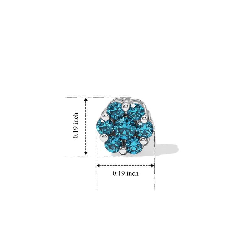 Luxuriant Lab Grown Blue Diamond (IR) SI 0.25 ctw Embrace Bloom Earrings in Rhodium Over Sterling Silver