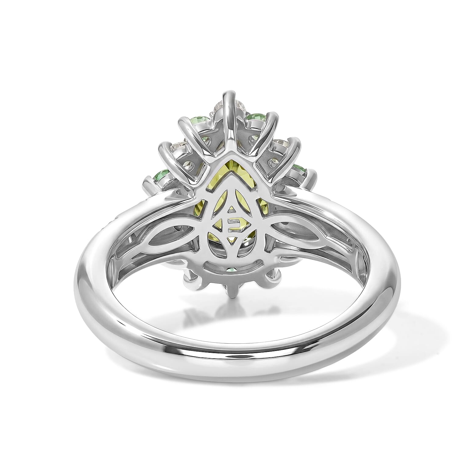 EverTrue Hebei Peridot and Multi Gemstone 2.00 ctw Ring in Platinum Bond (Size 5.0)