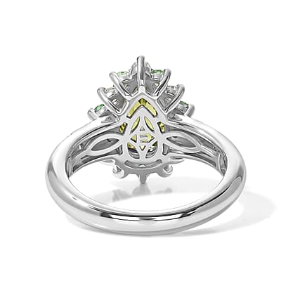 EverTrue Hebei Peridot and Multi Gemstone 2.00 ctw Ring in Platinum Bond (Size 5.0)