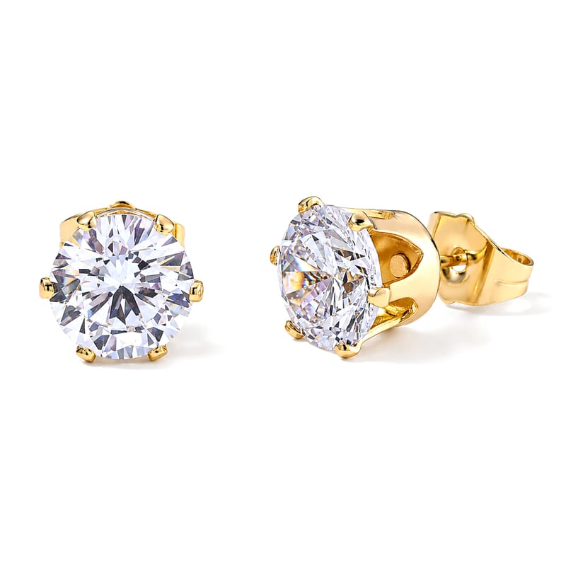 Simulated Diamond Stud Earrings in Goldtone