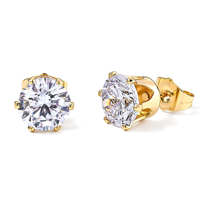 Simulated Diamond Stud Earrings in Goldtone