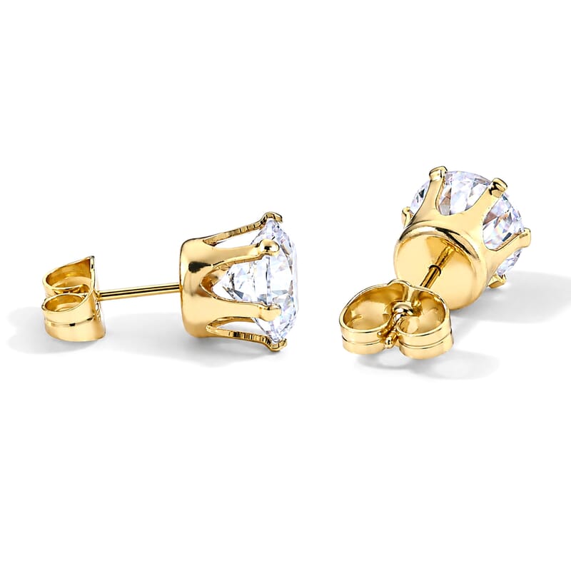 Simulated Diamond Stud Earrings in Goldtone