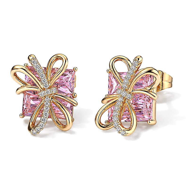 Simulated Diamond Earrings in Goldtone