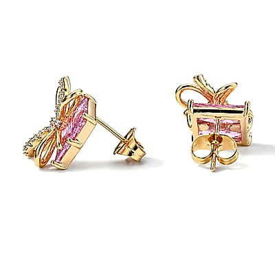Simulated Diamond Earrings in Goldtone