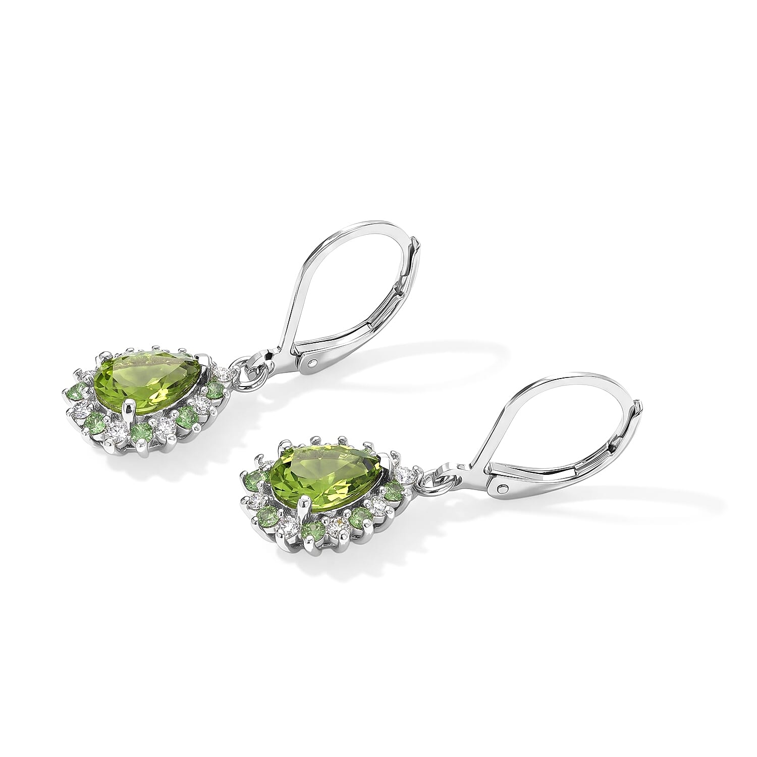 EverTrue Hebei Peridot and Multi Gemstone 2.80 ctw Earrings in Platinum Bond