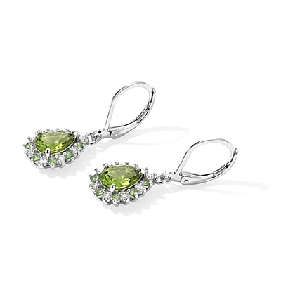 EverTrue Hebei Peridot and Multi Gemstone 2.80 ctw Earrings in Platinum Bond