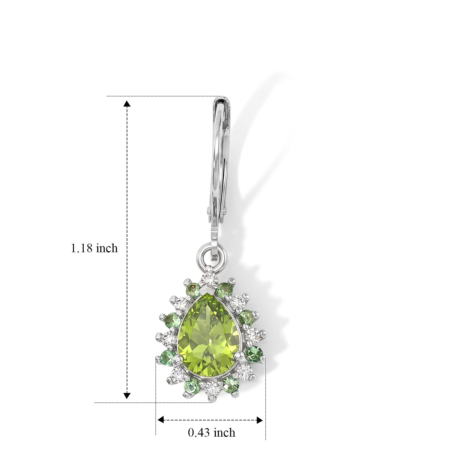 EverTrue Hebei Peridot and Multi Gemstone 2.80 ctw Earrings in Platinum Bond