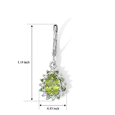 EverTrue Hebei Peridot and Multi Gemstone 2.80 ctw Earrings in Platinum Bond