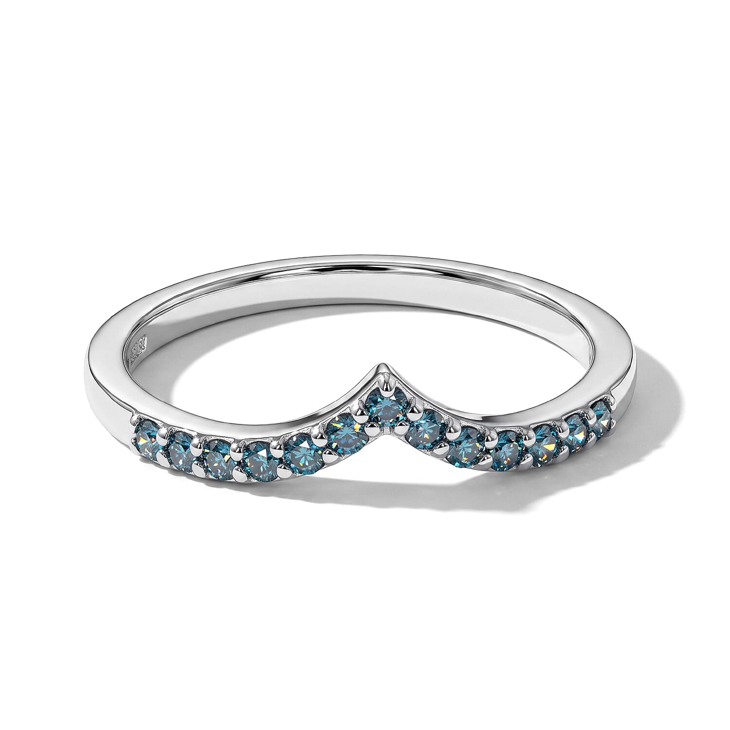 Luxuriant Lab Grown Blue Diamond (IR) SI 0.25 ctw Ring in Rhodium Over Sterling Silver (Size 5.0)