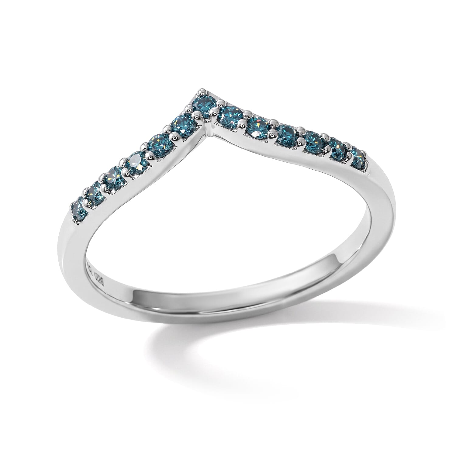 Luxuriant Lab Grown Blue Diamond (IR) SI 0.25 ctw Embrace of Wishes Ring in Rhodium Over Sterling Silver (Size 6.0)