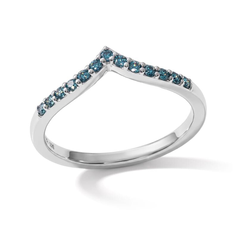 Luxuriant Lab Grown Blue Diamond (IR) SI 0.25 ctw Embrace of Wishes Ring in Rhodium Over Sterling Silver (Size 6.0)