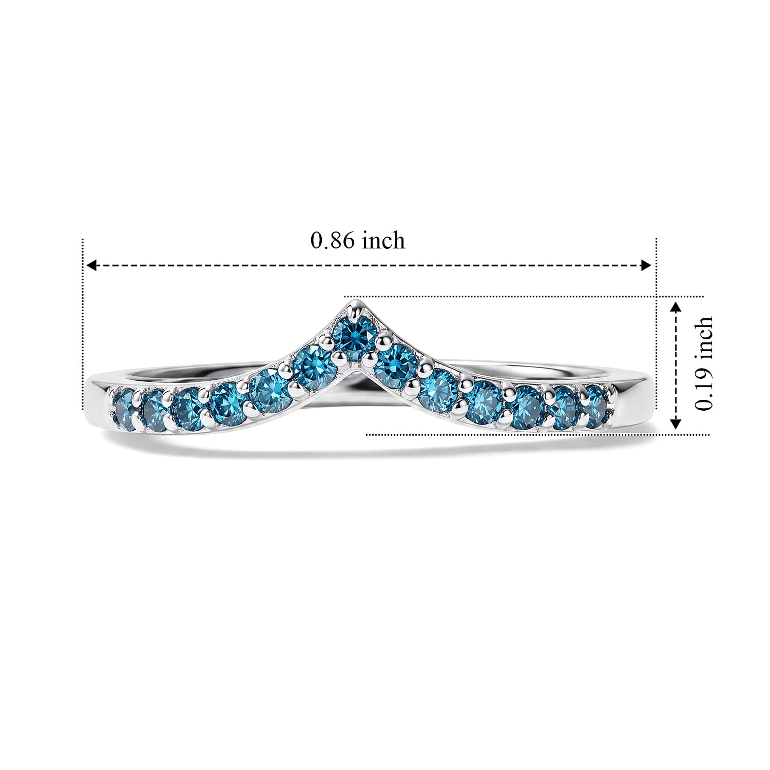Luxuriant Lab Grown Blue Diamond (IR) SI 0.25 ctw Embrace of Wishes Ring in Rhodium Over Sterling Silver (Size 6.0)