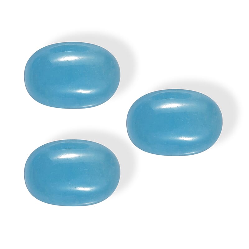 Light Blue Color Jade Set of 3 (Ovl 7x5 mm) 3.05 ctw
