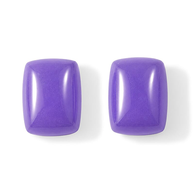 Purple Jade Set of 2 (Cush 9x7 mm) 5.04 ctw