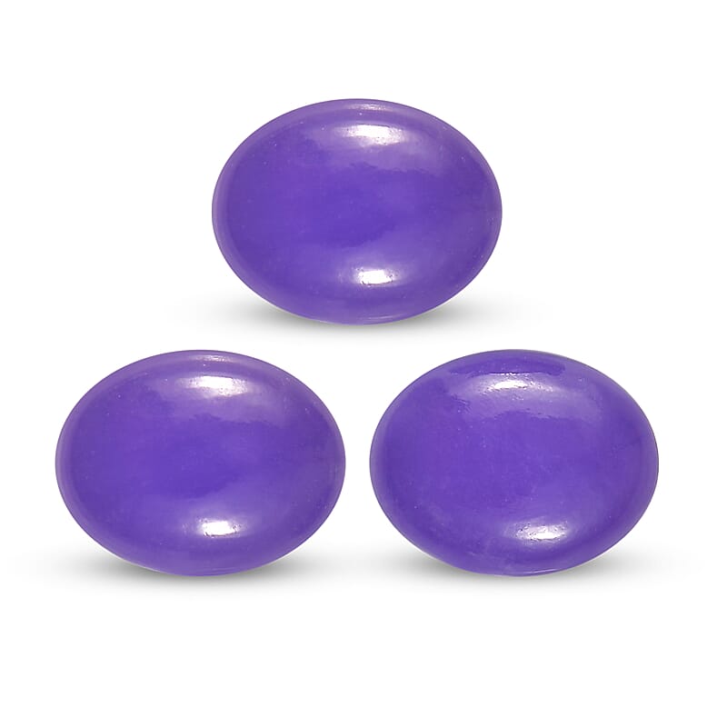 Purple Jade Set of 3 (Ovl 9x7 mm) 5.80 ctw